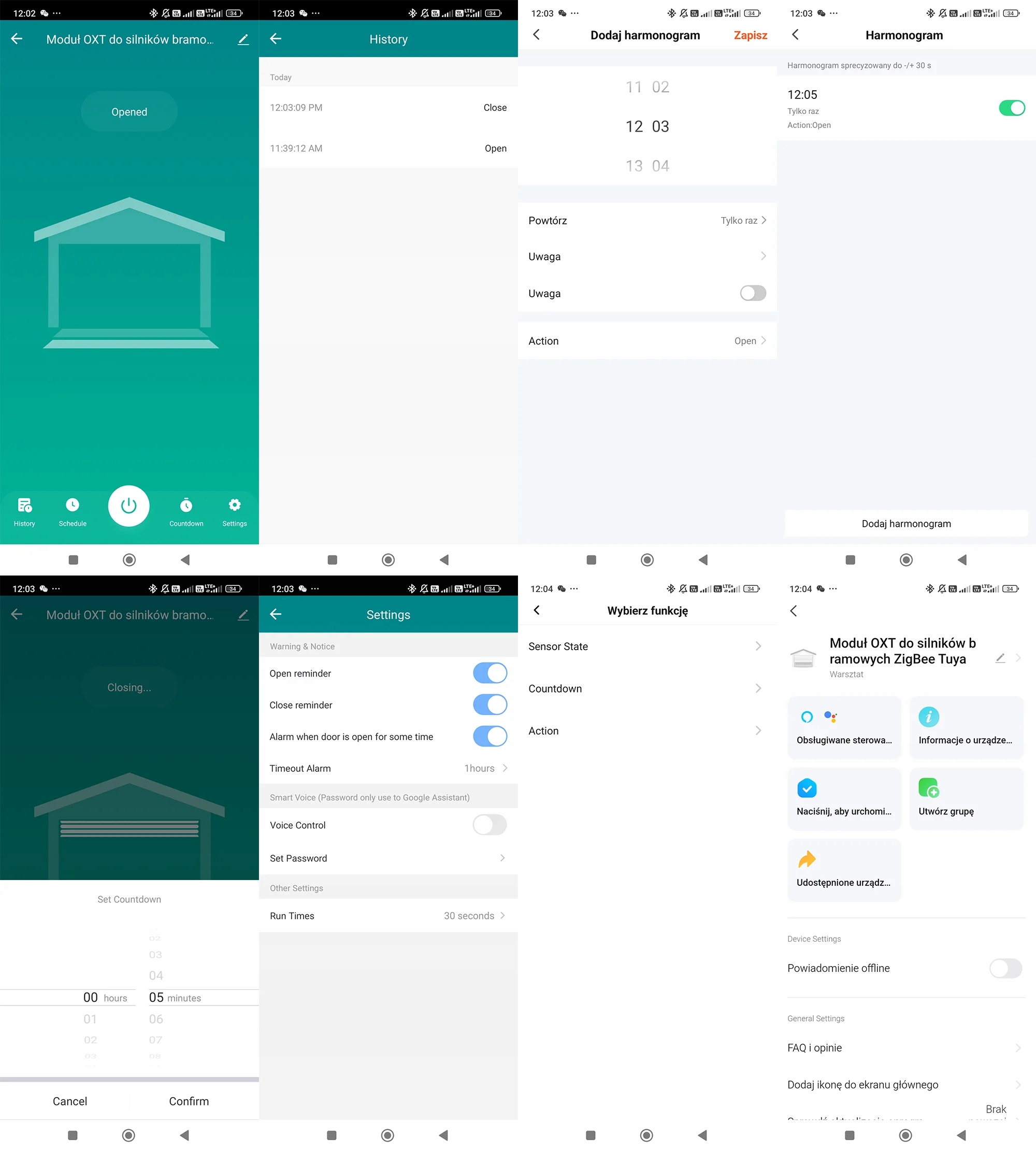 OXT Sterownik z sensorem do silnika bramy garażu ZigBee TUYA Zigbee2MQTT Kod producenta T250G