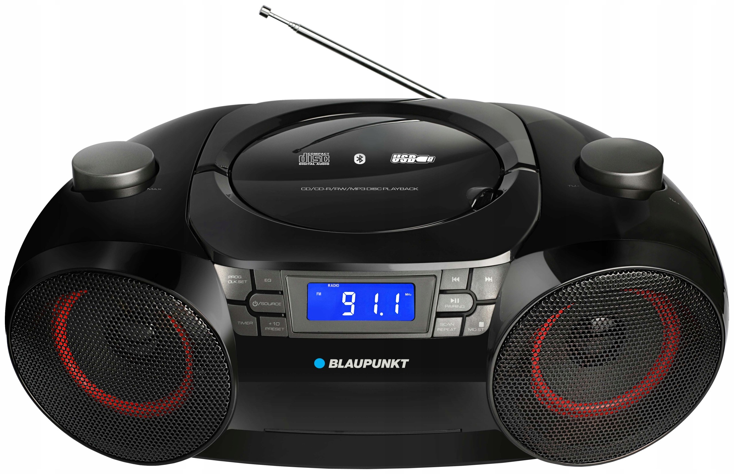 BOOMBOX RADIO KUCHENNE RADIOODTWARZACZ PRZENOŚNY BLAUPUNKT FM CD USB CZARNY