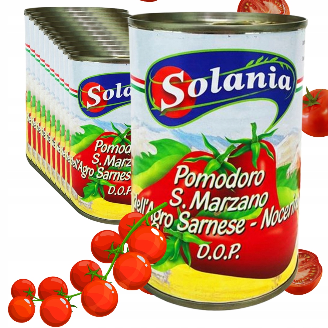 Celá Rajčata San Marzano 12x 400g italská rajčata Solania na pizzu