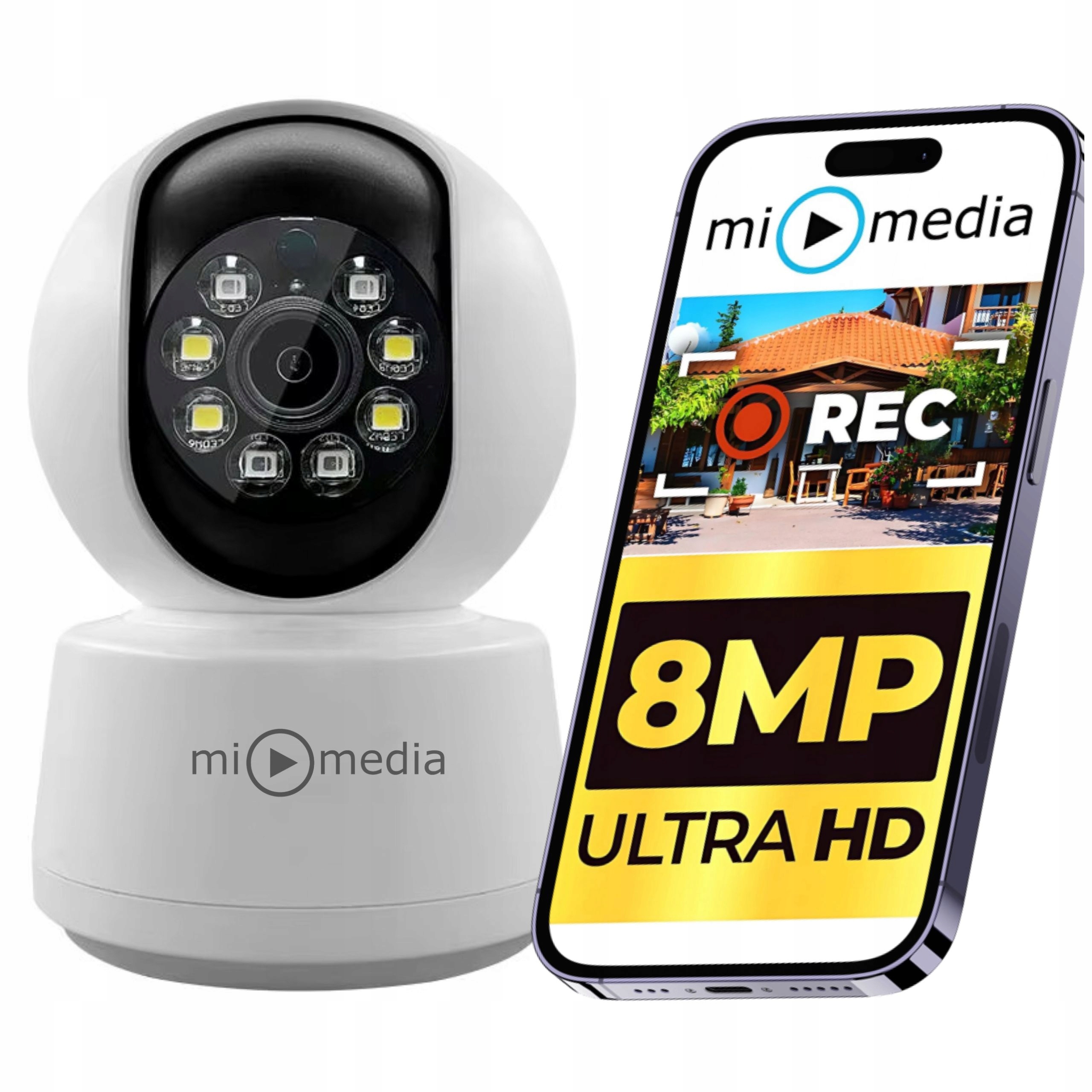 Kamera IP wewnętrzna mi-media Kamera Wewnętrzna Obrotowa WiFi