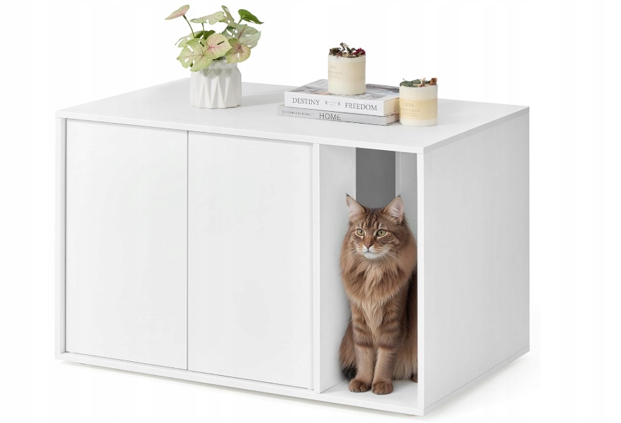 Szafka Na Kuwetę Dla Kota biała komoda 80 x 50 x 50 cm Nowoczesna