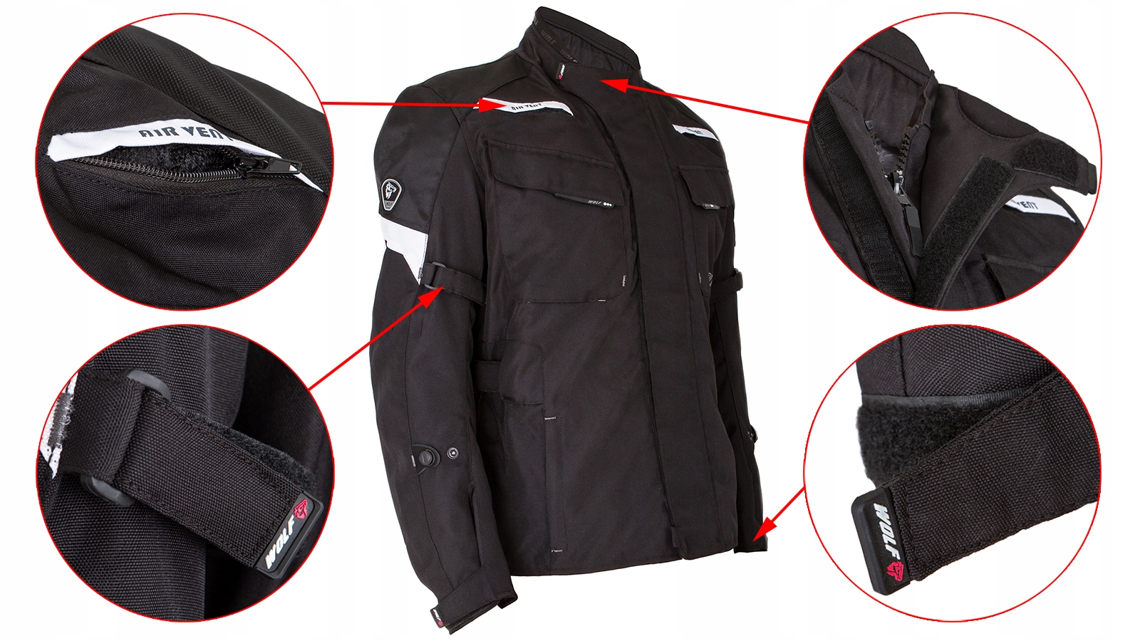 TEKSTYLNA KURTKA MOTOCYKLOWA WOLF EXPLORER BLACK M Producent Wolf