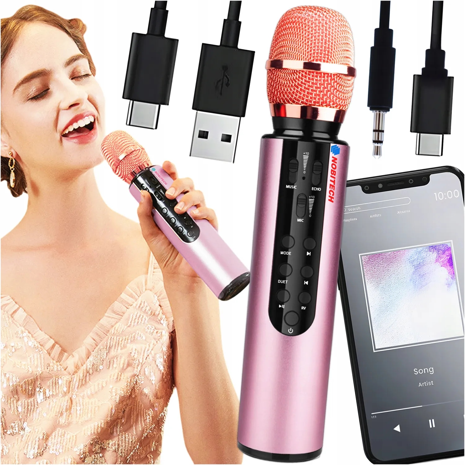 Mikrofon Dla Dzieci Bezprzewodowy Karaoke Bluetooth Głośnik Echo Nagrywanie