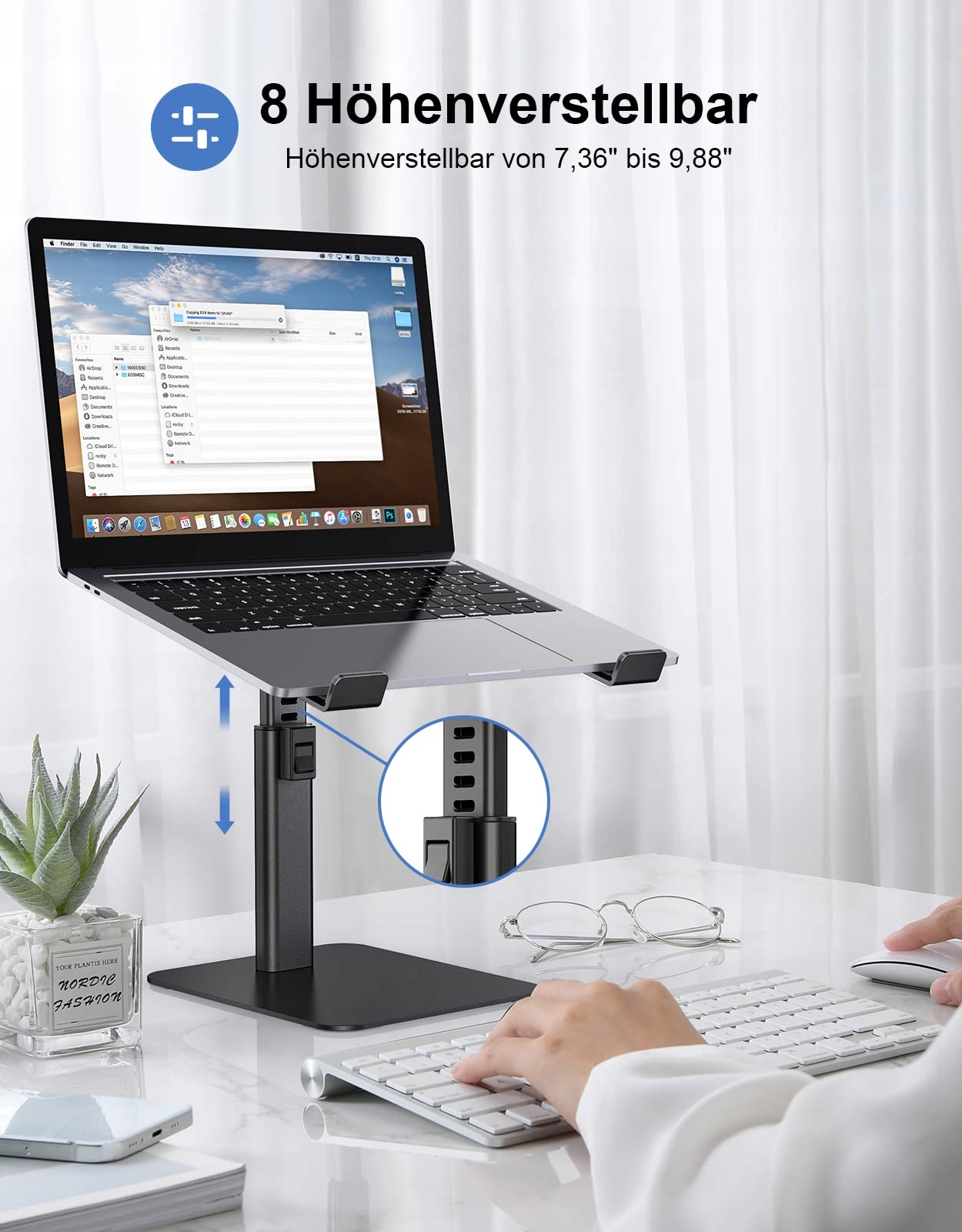 BABACOM Stojak Na Laptopa Regulowany Aluminiowy Chłodzący Do 10-16 Cali — miniatura 2