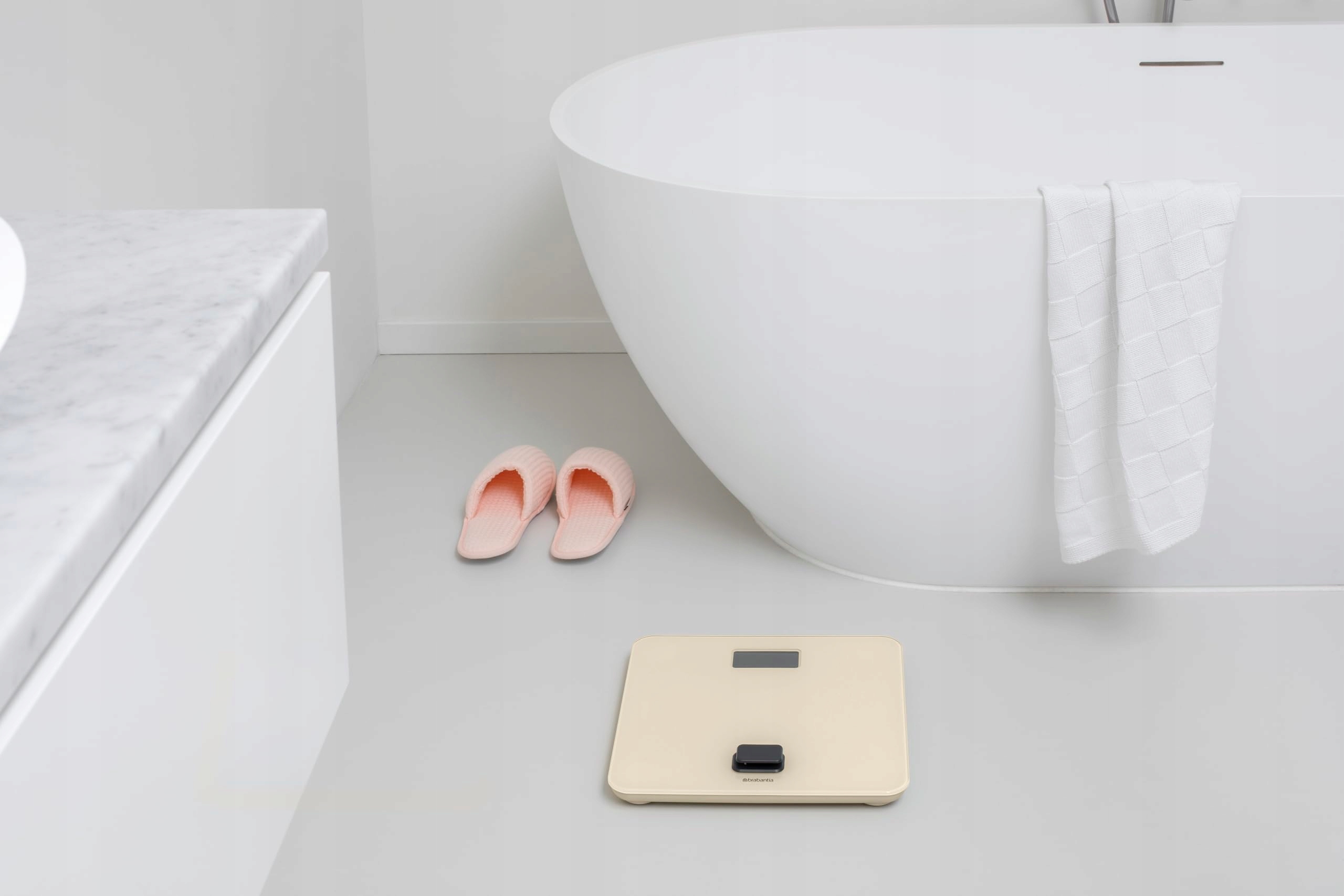 BRABANTIA Waga Łazienkowa Bez Baterii LED Do 150kg Beżowa 30x30cm — miniatura 7