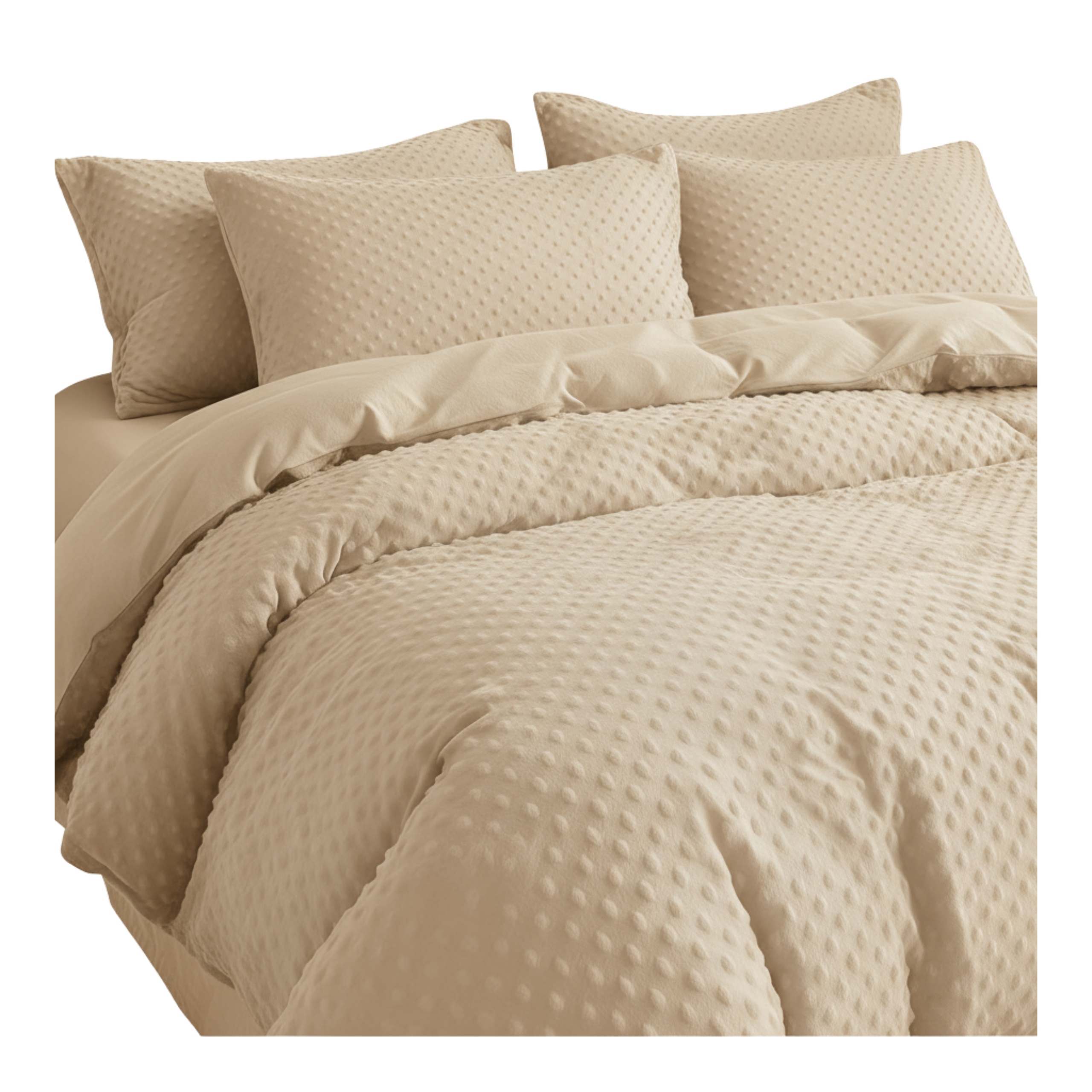 Povlečení Fleecová 200x220 Medvídek Sada Povlečení Zimní Plyšová Puntíky Béžová