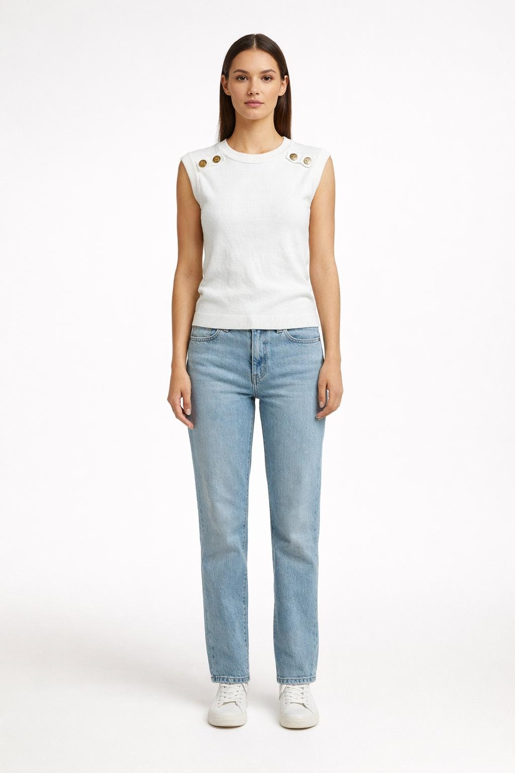 Guess Bílý Top Na Ramínka S Knoflíky Dámský XL Hla