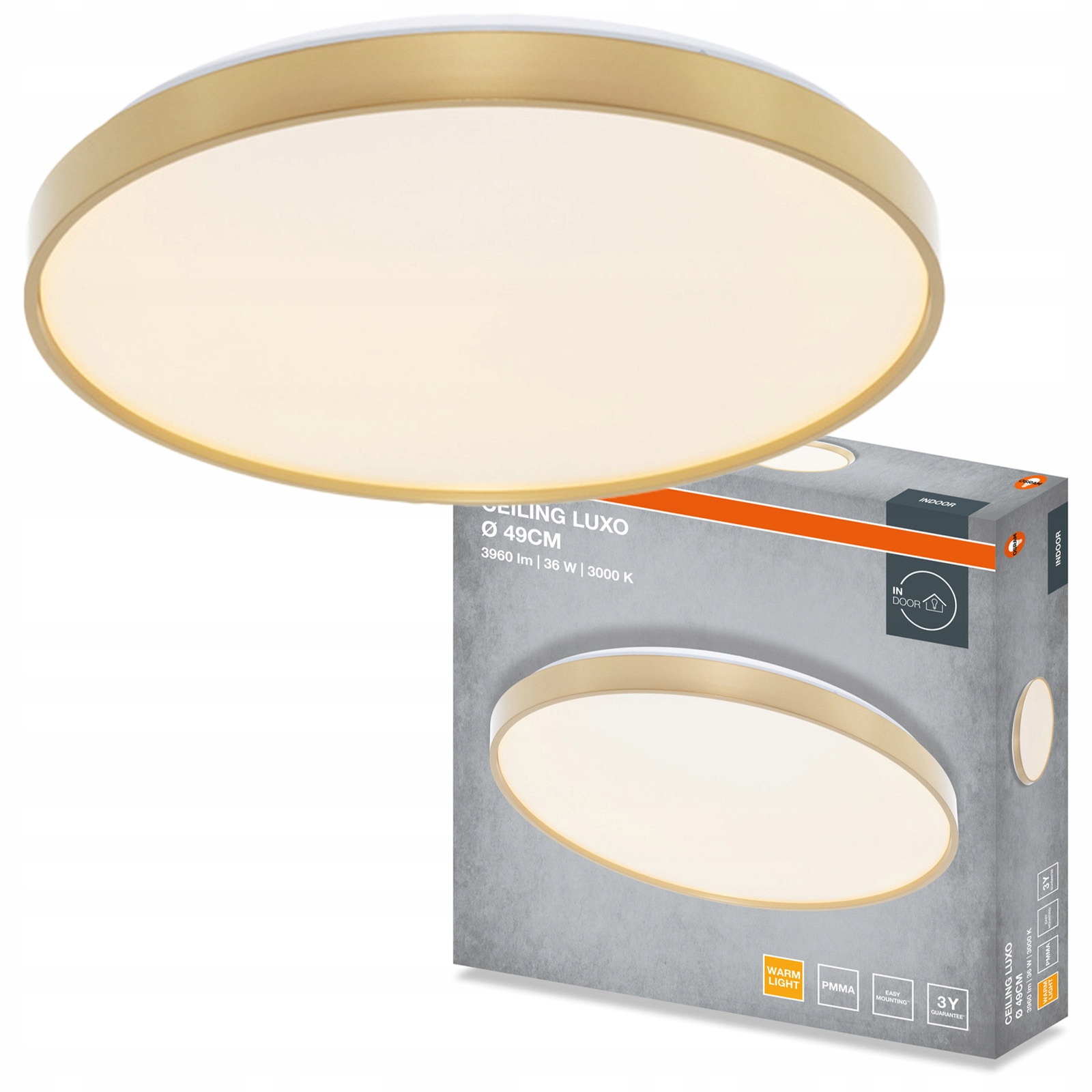 Stropní Svítidlo Led nástěnné svítidlo 36W 1980lm 3000K Kulatý Zlaté Luxo Osram