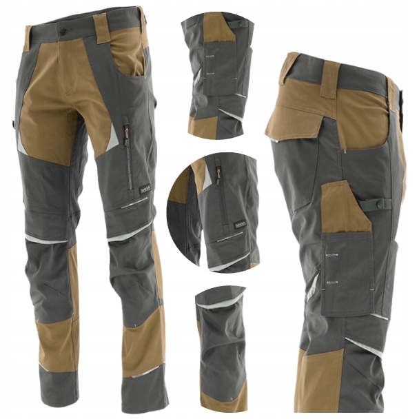 Elastické strečové pracovní kalhoty Spandex khaki Cottonflex Bozp 52