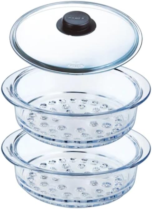 Sada 2 skleněných sít parní hrnec a 1 skleněná krytka 20 cm Pyrex