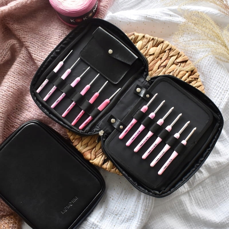 Pouzdro na háčkování Kokonki Accessories kůže černá