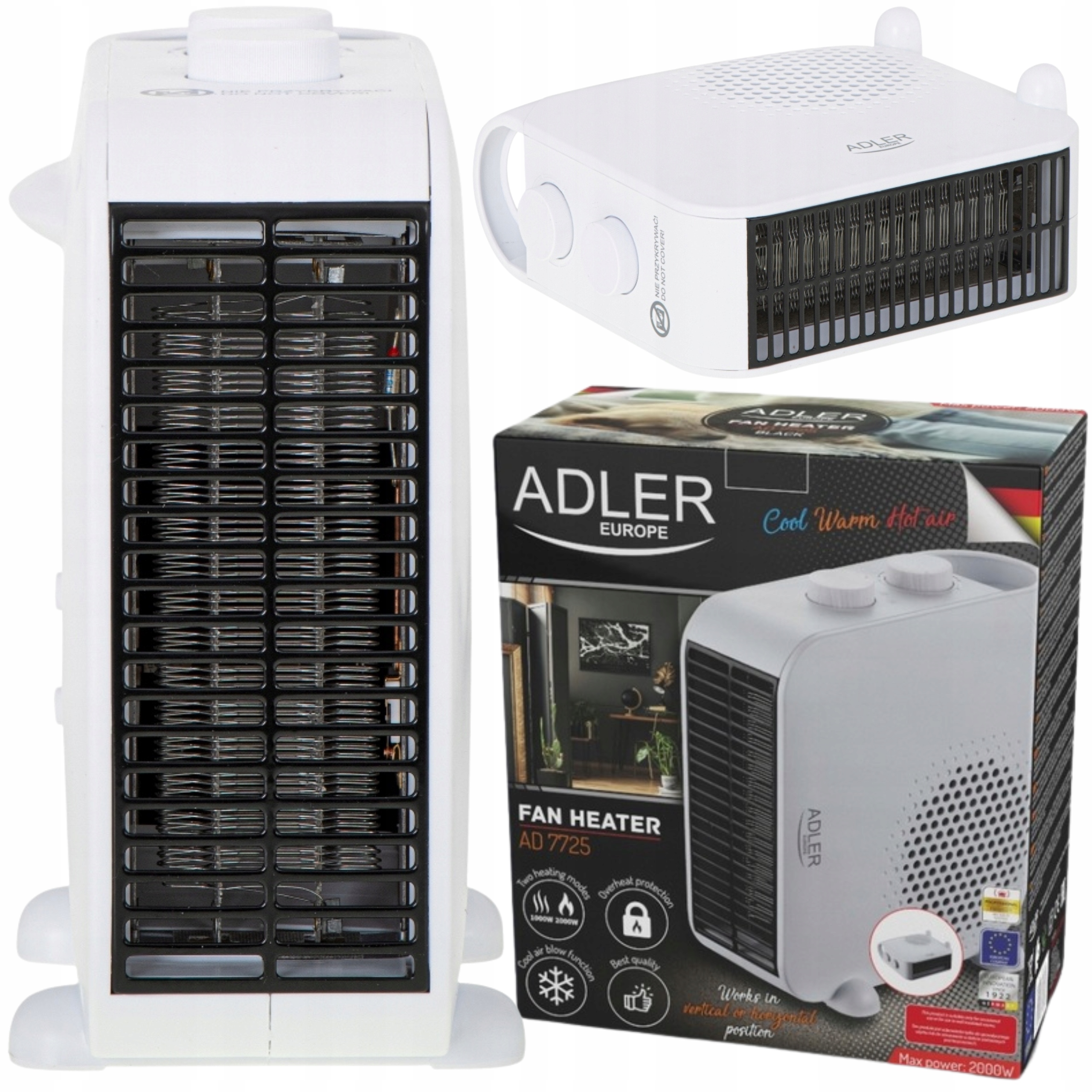 Mocny Termowentylator Farelka Grzejnik Elektryczny Z Dmuchawą 1000 2000W