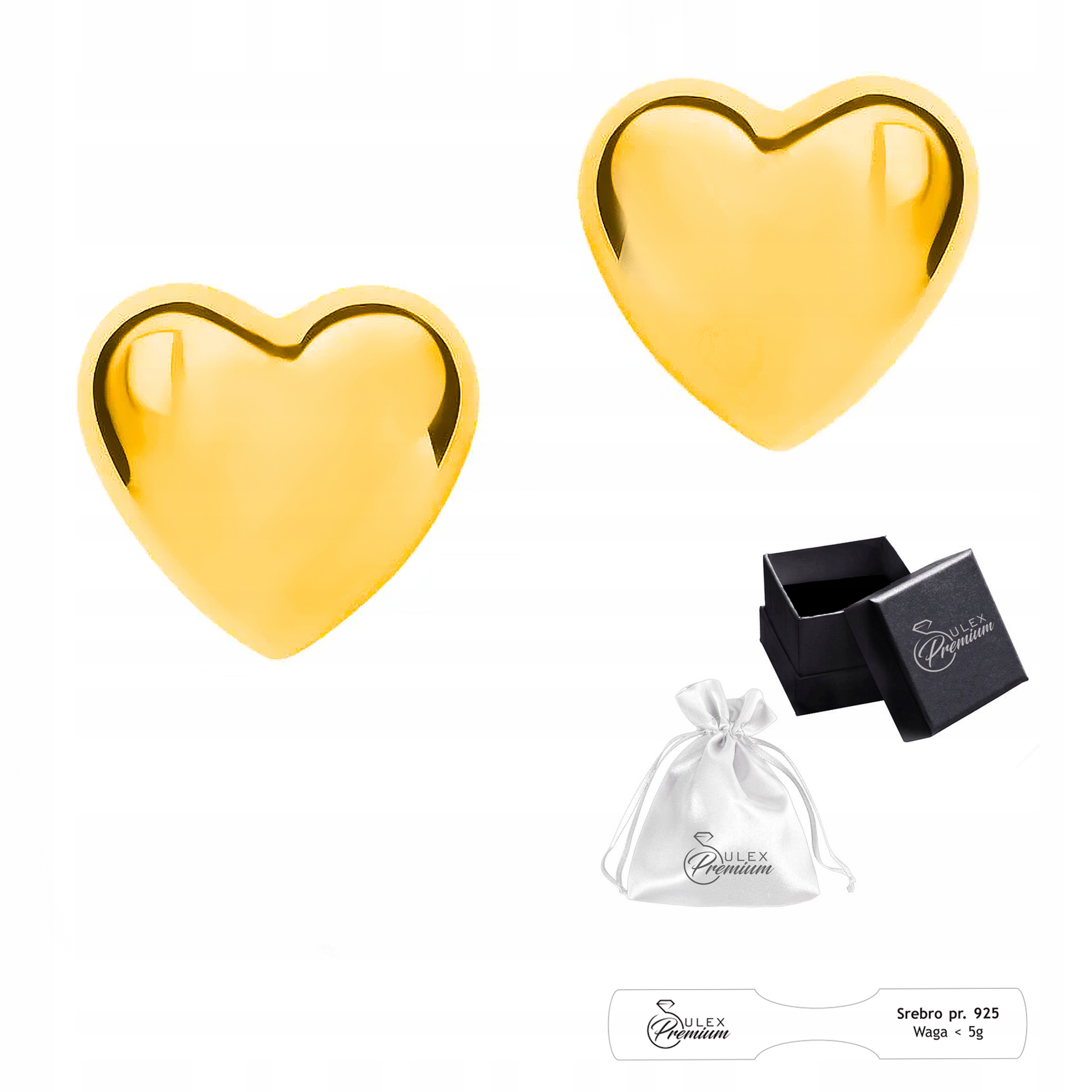 Náušnice stříbro pr 925 Elegantní zlaté Náušnice Srdce na tyči pro ni