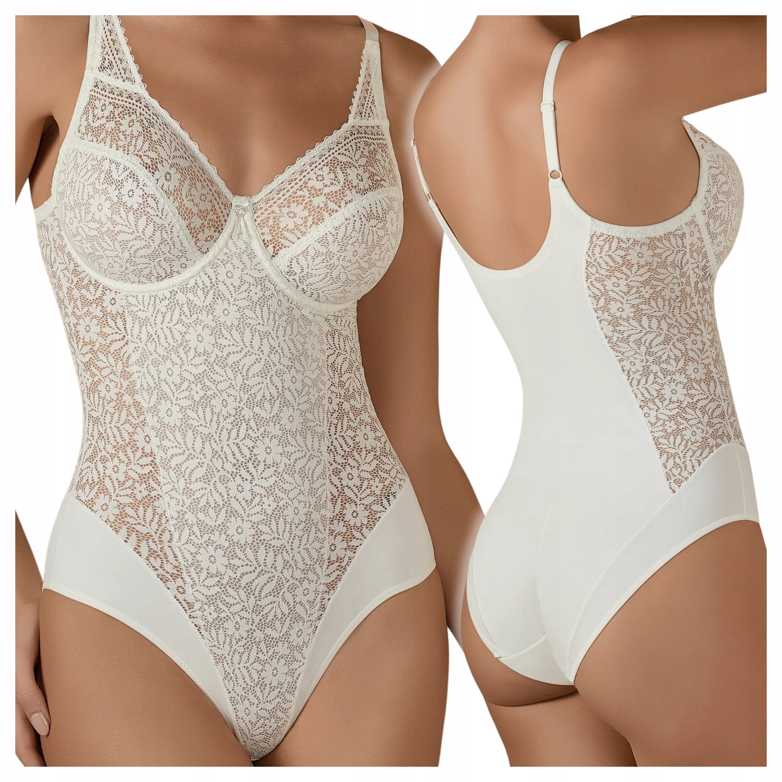 Dámské krajkové modelovací body zeštíhlující bílé elastické Selene 70C