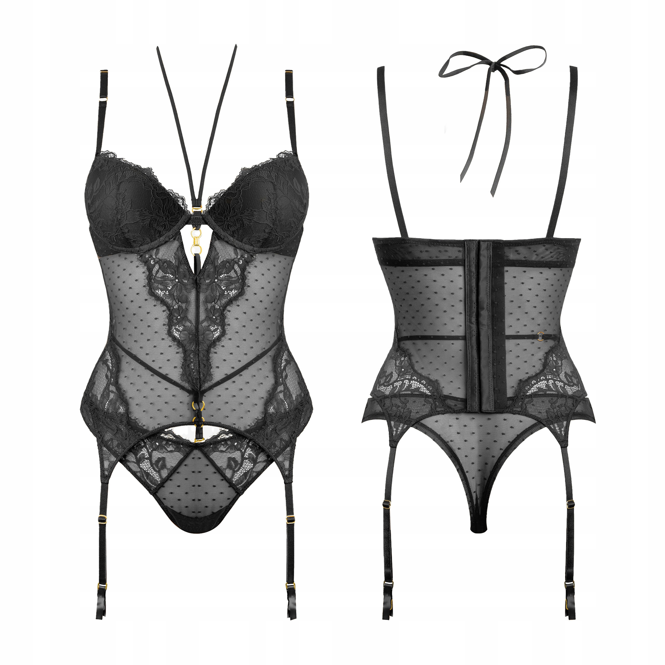 Sada dámského spodního prádla, sexy korzetový set tanga Lormar 75B/M