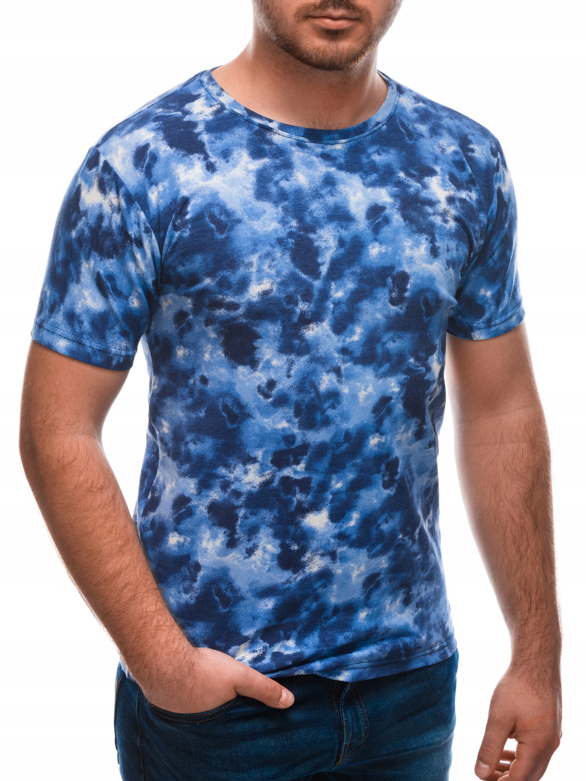 

T-shirt męski z nadrukiem 1648S niebieski M