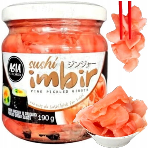 Imbir Do Sushi Różowy Oczyszcza Kubki Smakowe 190g