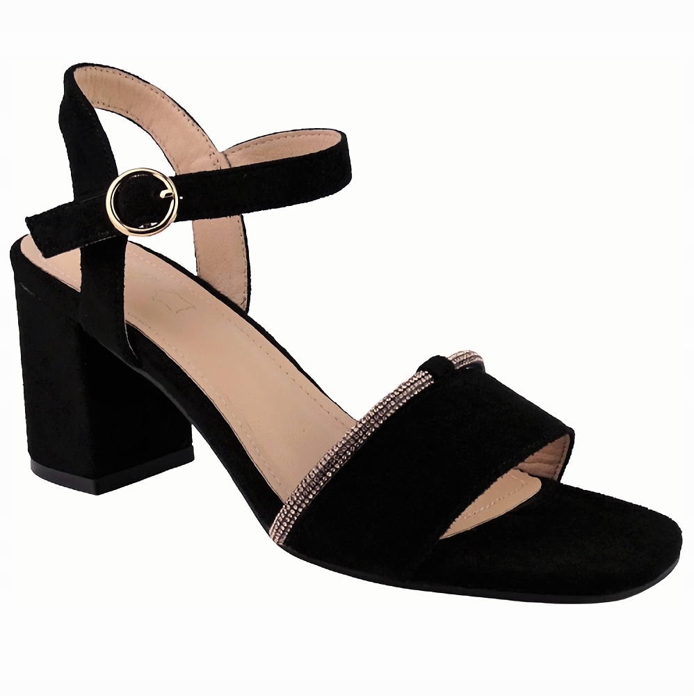 CZARNE SANDAŁY DAMSKIE ZAMSZOWE NA SŁUPKU r 37