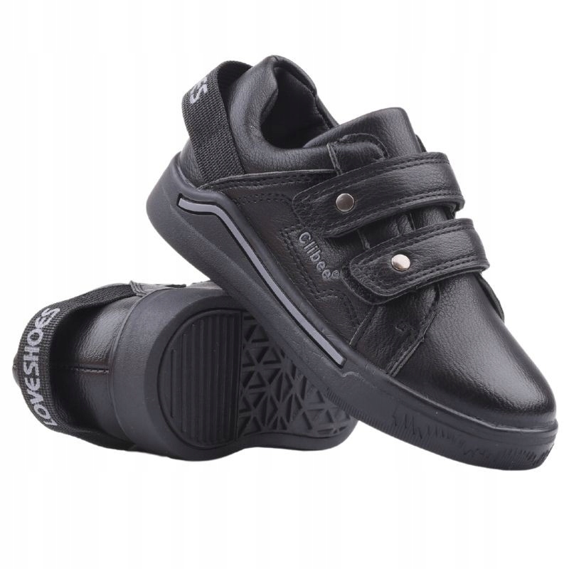 

Buty sportowe dziecięce na rzepy płaskie czarne