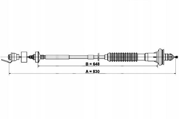 24.3728-0833.2 - ТРОС СЦЕПЛЕНИЯ PEUGEOT 206 1.4 D-2.0 D 09.98-ATE