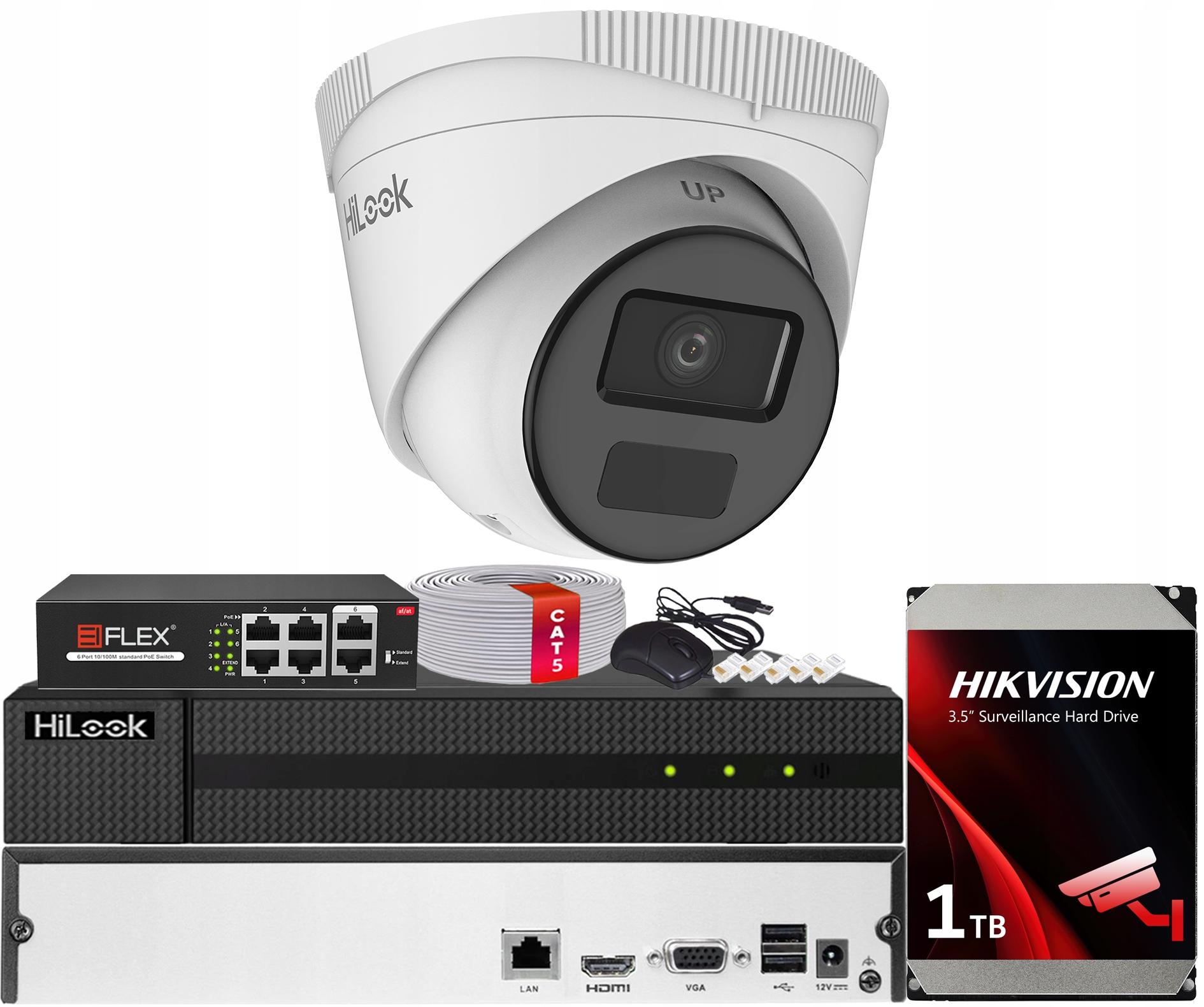 Set Pro Monitorování Poe Kamera IPC-T221H-C 2MPx Hilook Hikvision Hdd 1TB
