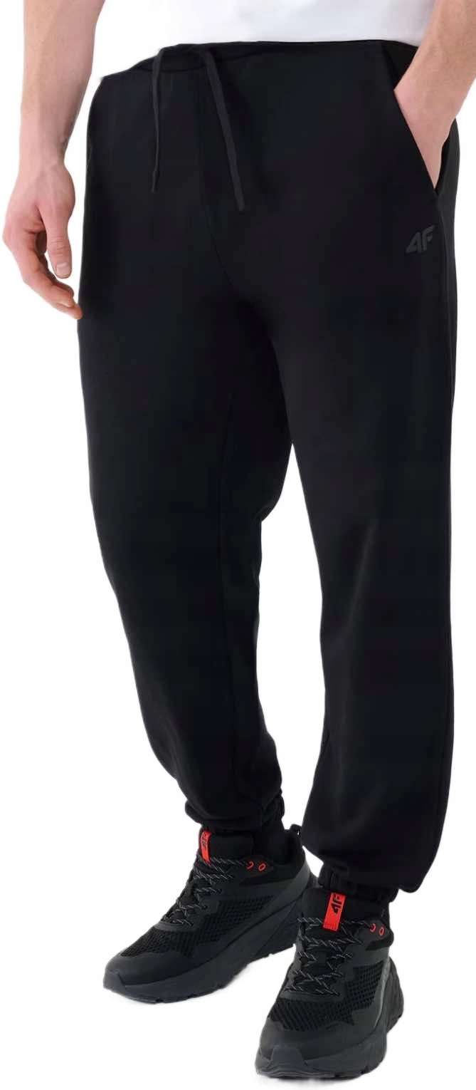 SPODNIE DRESOWE 4F MĘSKIE CZARNE BAWEŁNIANIE SPORTOWE JOGGERY r.XL Marka 4F