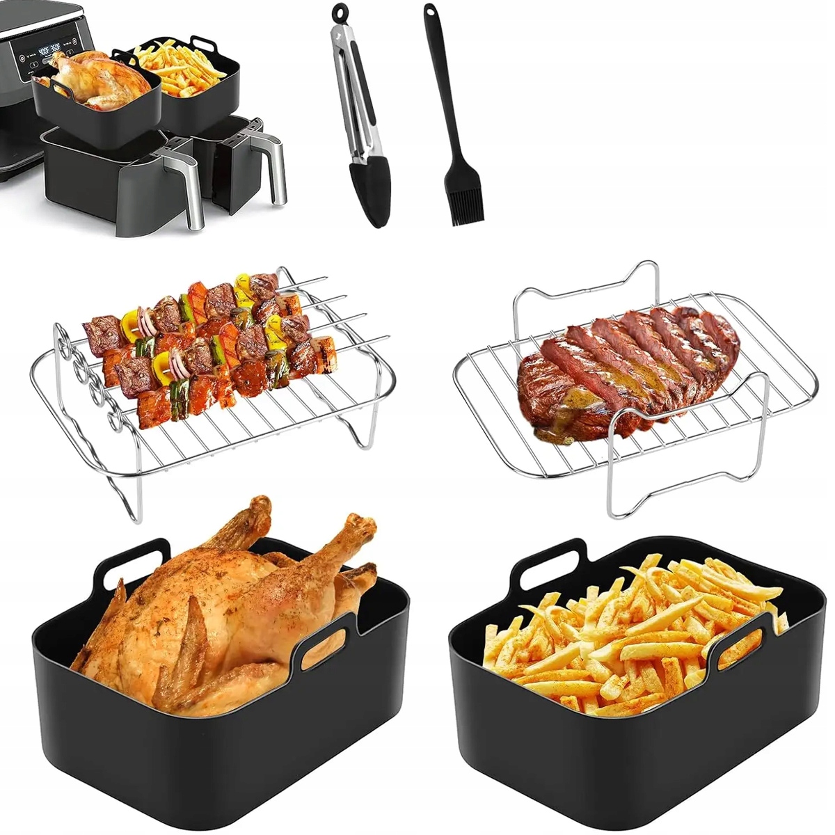 Foremki Do Frytkownicy Beztłuszczowej Airfryera Ruszt Zestaw Wkłady