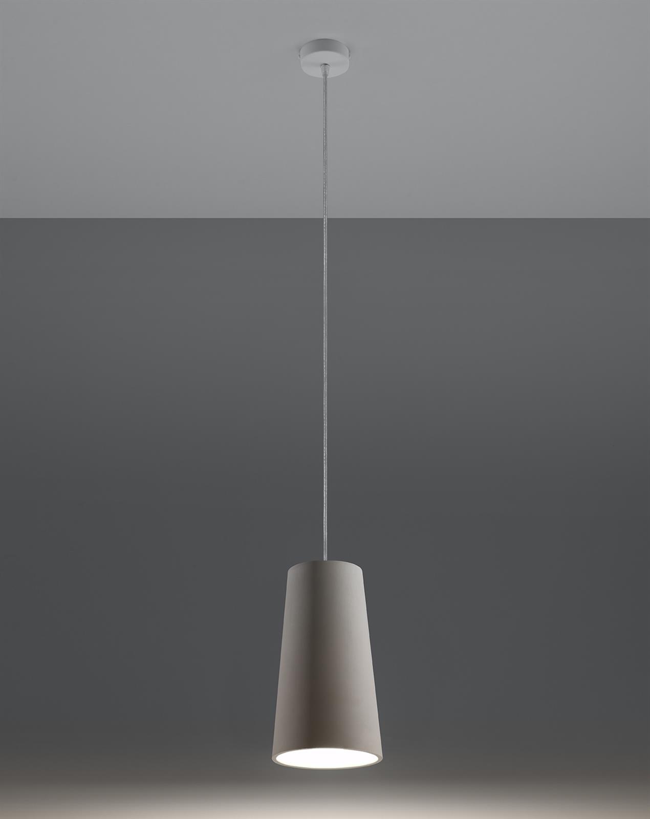 Loftová jednoduchá bílá závěsná lampa Gulcan keramická; nad stůl