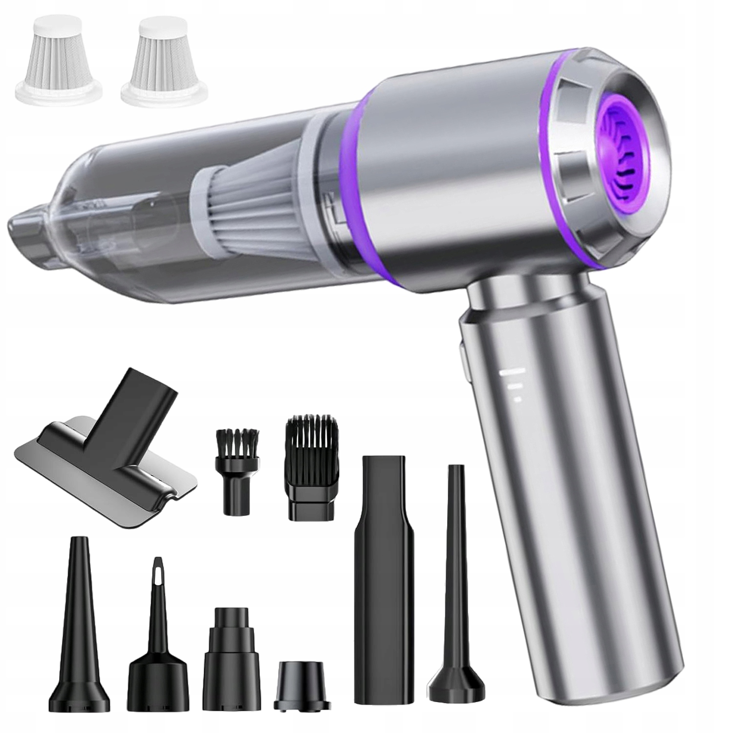 Odkurzacz Samochodowy Ręczny Bezprzewodowy 100W Mocny Usb-c 2W1 Dmuchawa