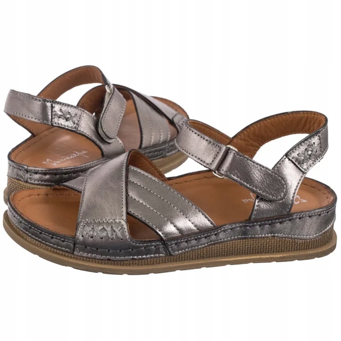 Dámské kožené sandály Maciejka Stříbrné L7064-35