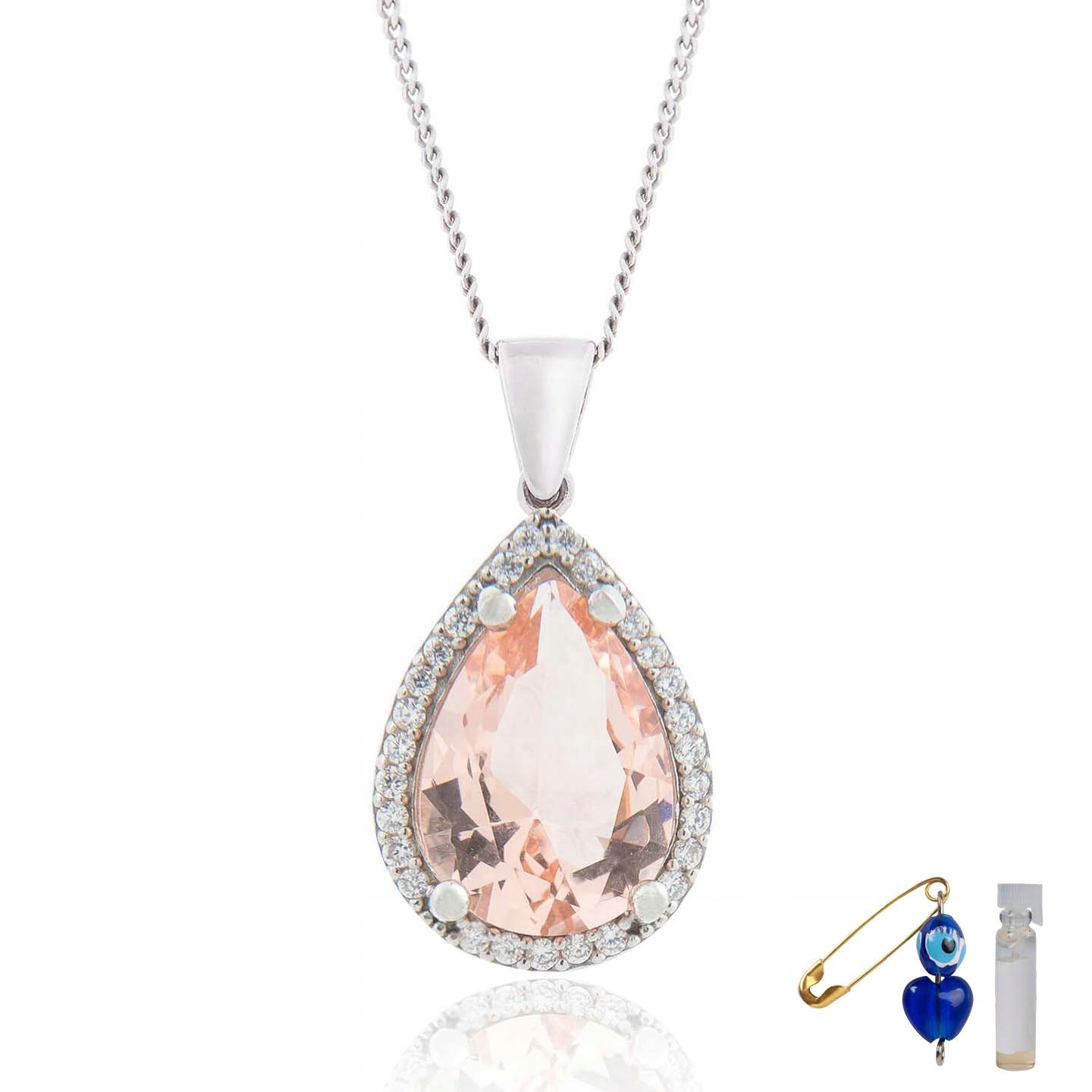 

Srebrny Naszyjnik Z Morganitem I Cyrkoniam