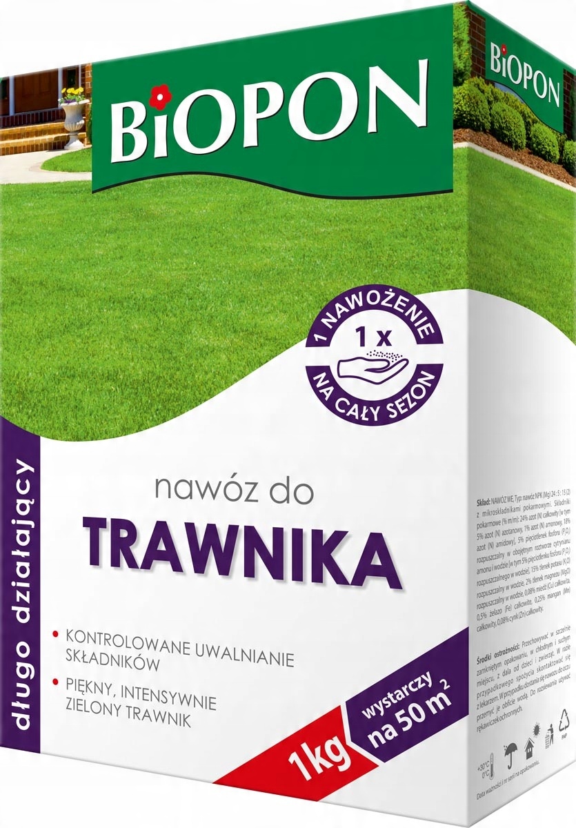 

Nawóz długo działający do trawnika 1kg Biopon