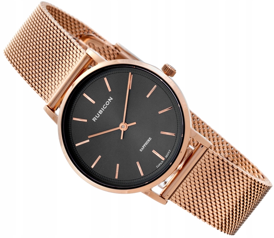 Elegantní Dámské Hodinky Rubicon RNBD88 RBN150 Růžovo-zlato-grafitové 32 mm