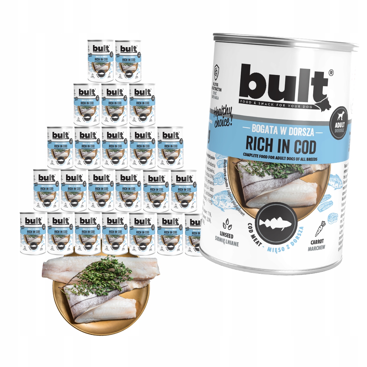 Levně Vlhké Krmivo Pro Psa Bult Plechovka Bohatá Na Tresku 24x400G