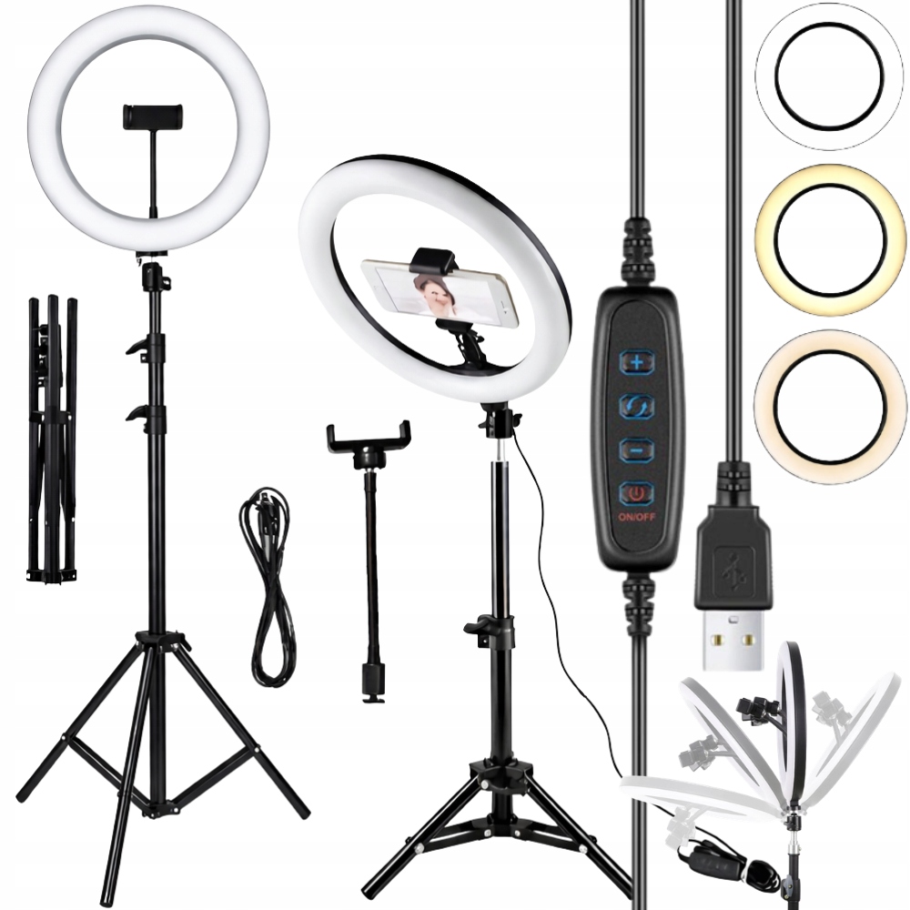 LAMPA PIERŚCIENIOWA LED ZE STATYWEM 220CM RING SELFIE OKRĄGŁA KOMSETYCZNA