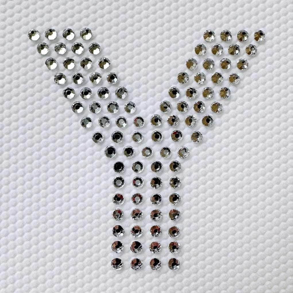 Naprasowanka na odzież z cyrkoniami - Litera srebrna 4 cm Y