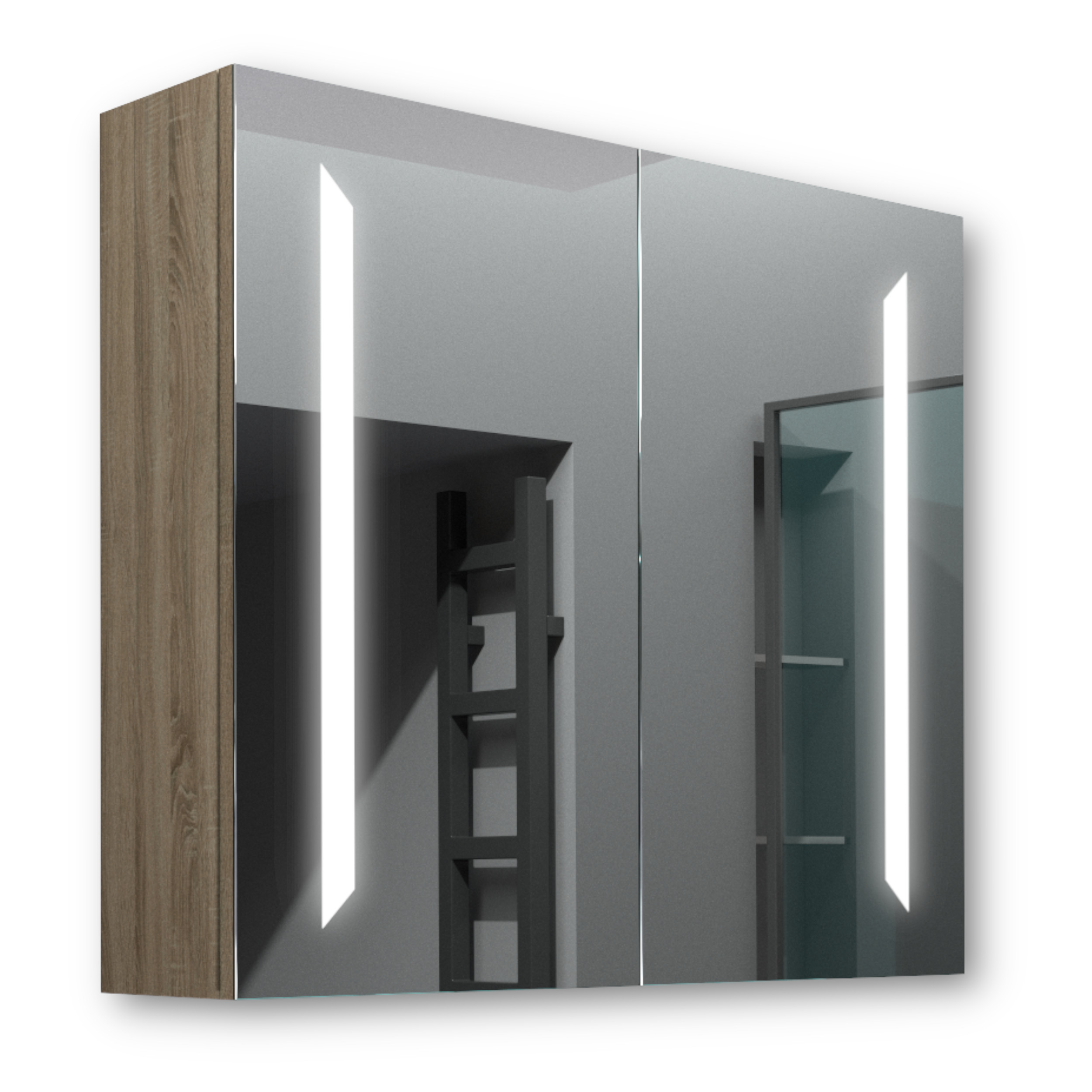 Dřevěná skříňka 80x70 Led zrcadlo Victoria Sonoma