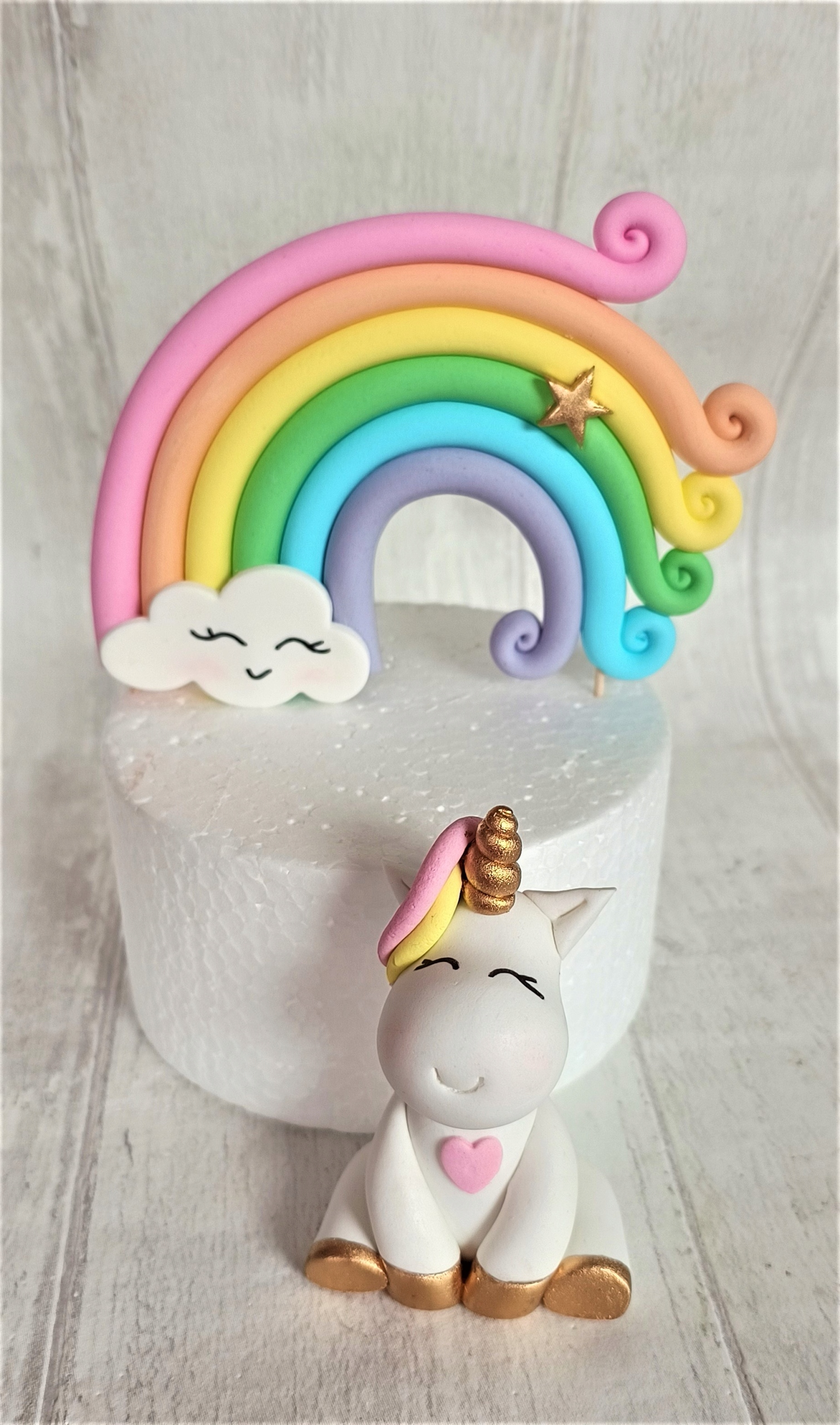 Duha velká Jednorožec figurky z cukrové hmoty Sada dekorací