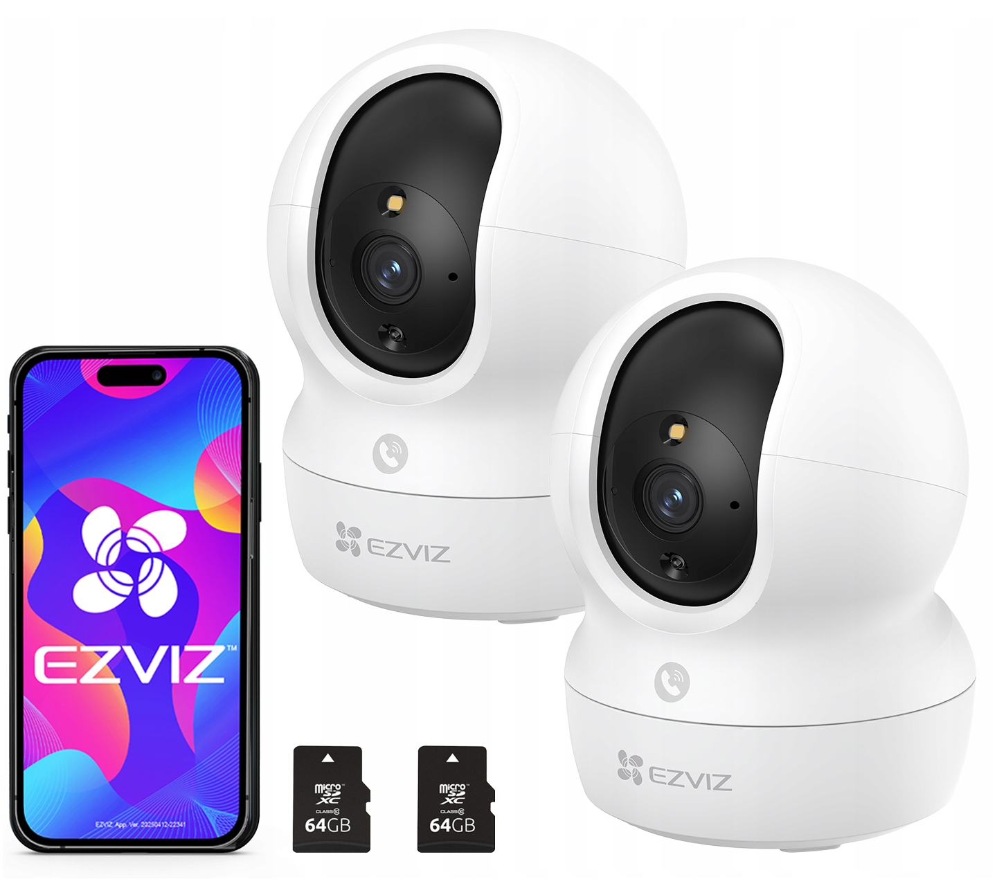 2x WiFi kamera Ezviz CP1 Pro 4MPx Otočná pestúnka AutoTracking karta 64 Gb