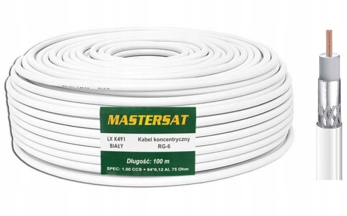 

Kabel Antenowy Koncentryczny RG6 Tv/sat 10m