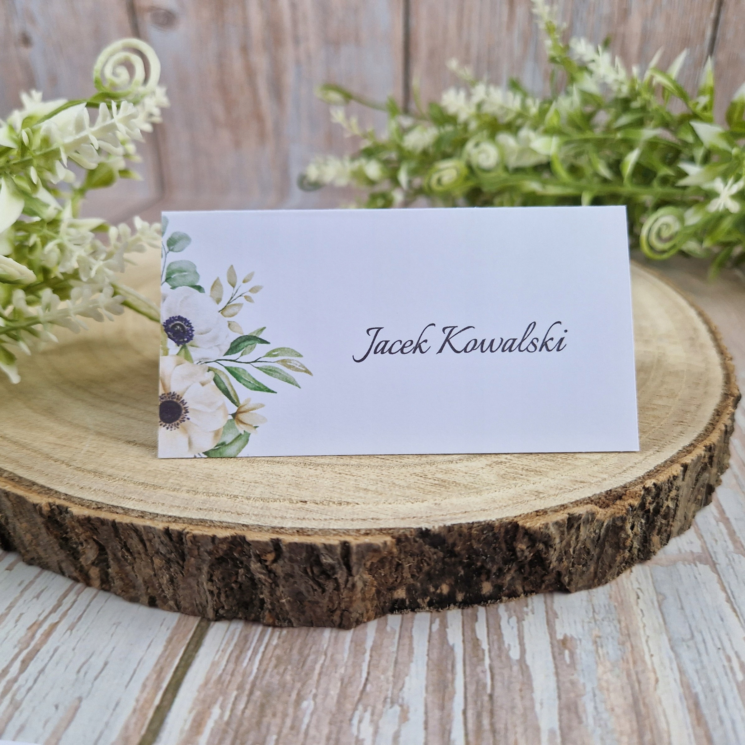 Winietki na stół z nazwiskami gości Zielone