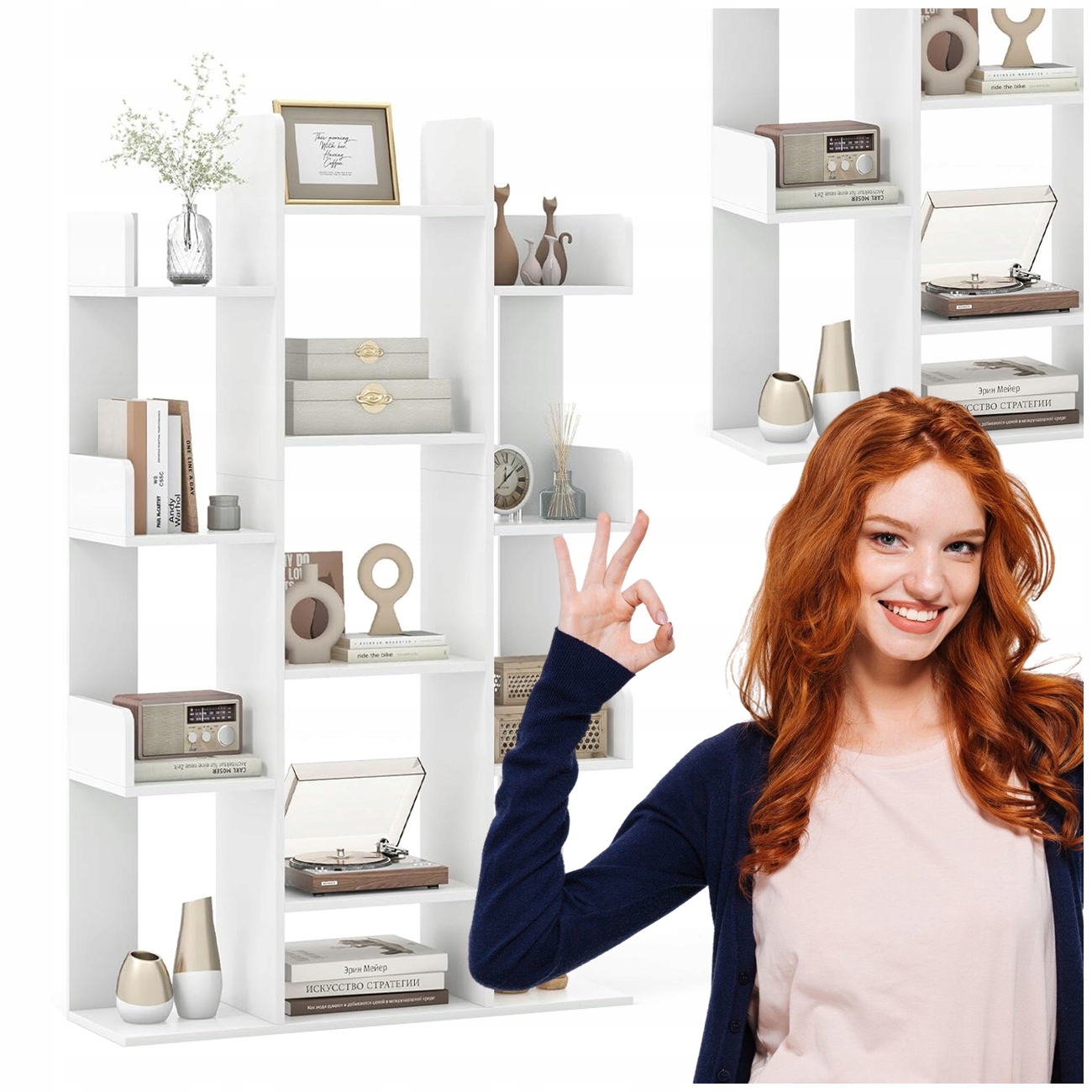 Regál Na Knihy Biely Drevený 13 Políc Regál Regál S Policami Skriňa