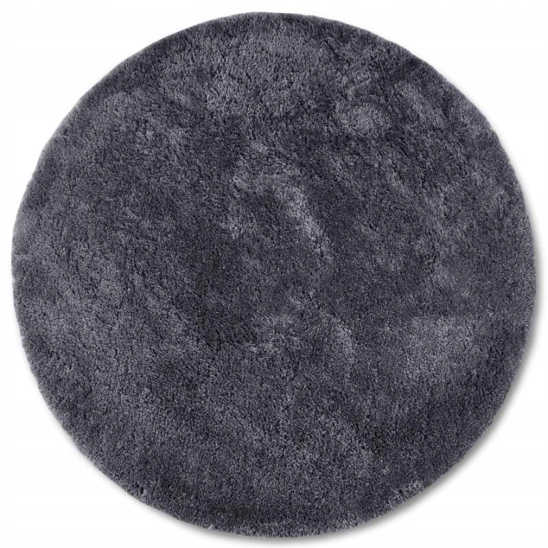 Okrúhly koberec 160 cm plyšový shaggy do obývačky, grafitový s mazajom