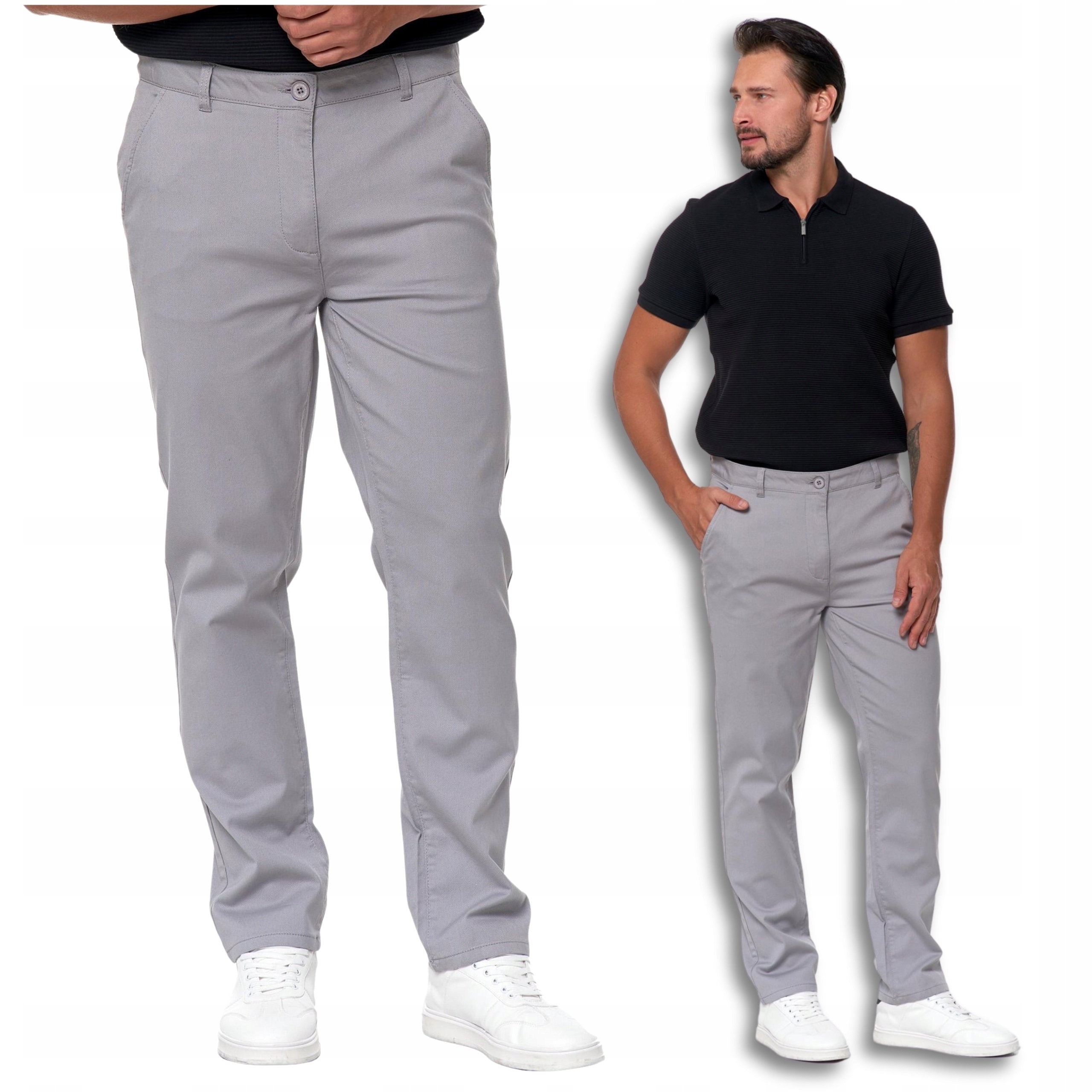 Pánské Kalhoty Elegantní Šedé Chinosy Nohavice Jednoduché Módní Moraj vel.33