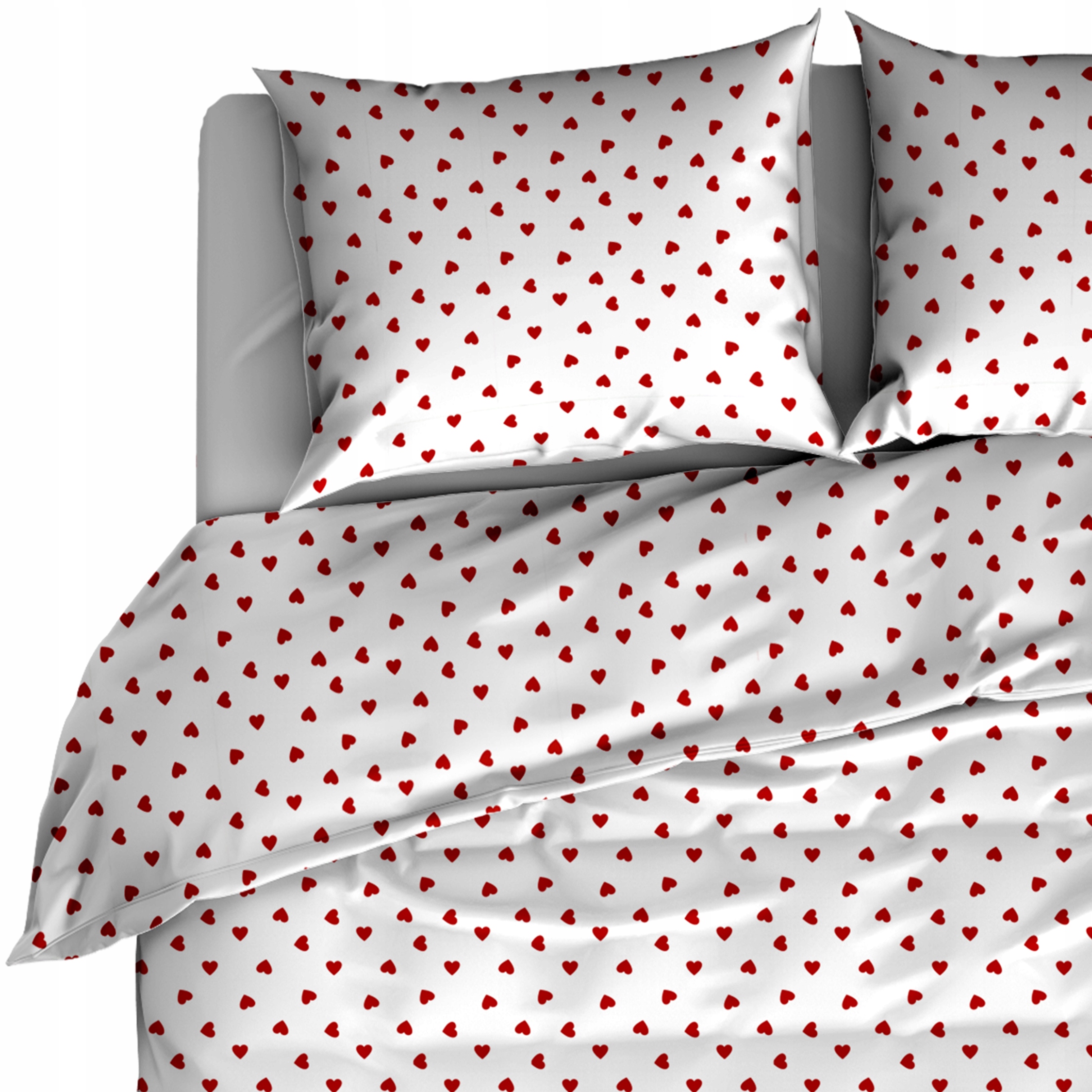 Komplet Pościeli 135x200+1x70/80 z Bawełny 100% Serduszka czerwone