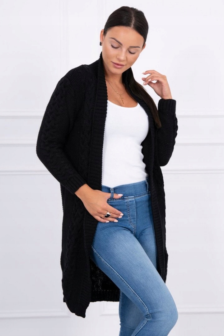 

Sweter Kardigan splot warkocz czarny