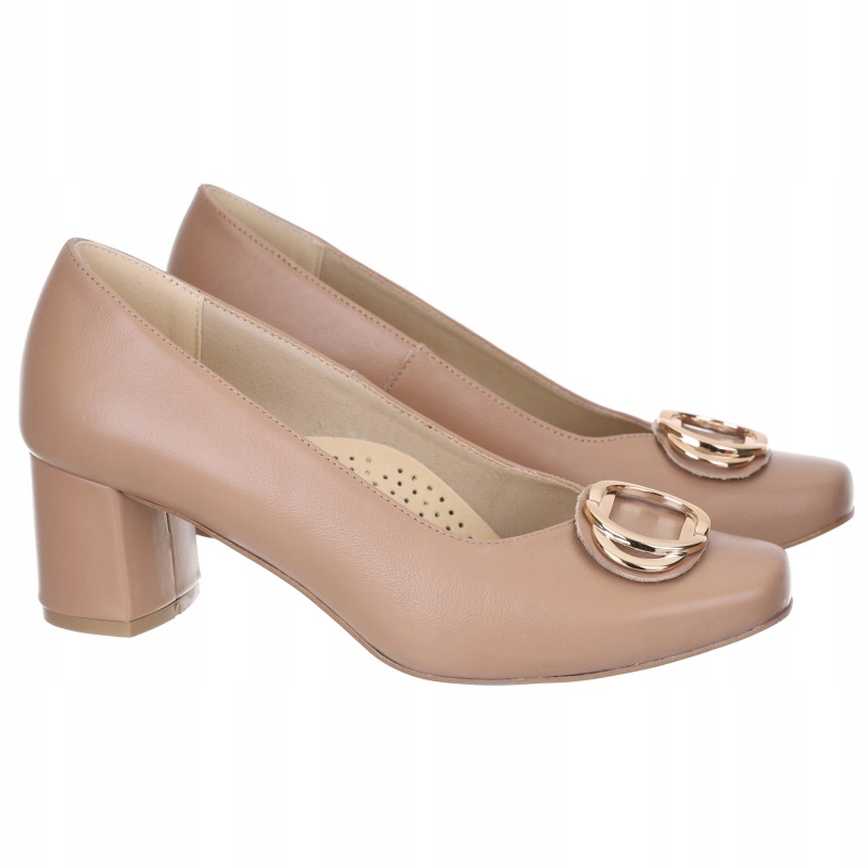 Dámské lodičky na podpatku Aspena KX-2540/KS5528 R87 béžové, Kůže VEL.40
