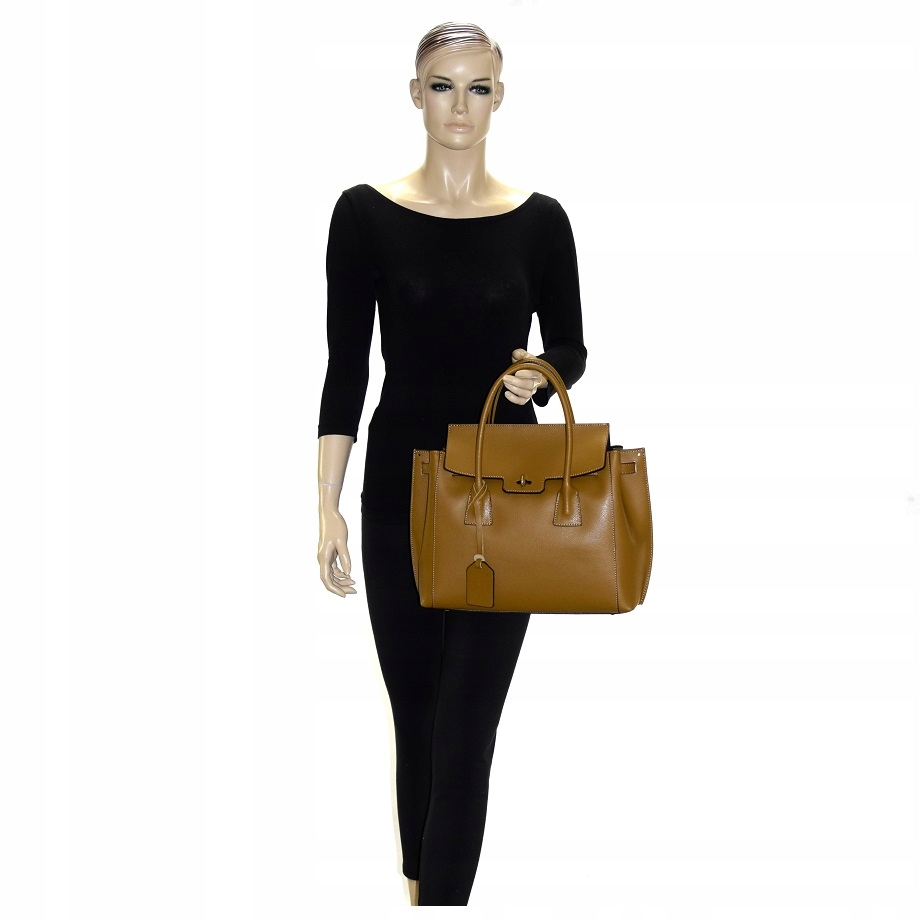 TOREBKA SKÓRA NATURALNA BORSE IN PELLE CZARNA DUŻA PREMIUM 014A Wzór dominujący bez wzoru