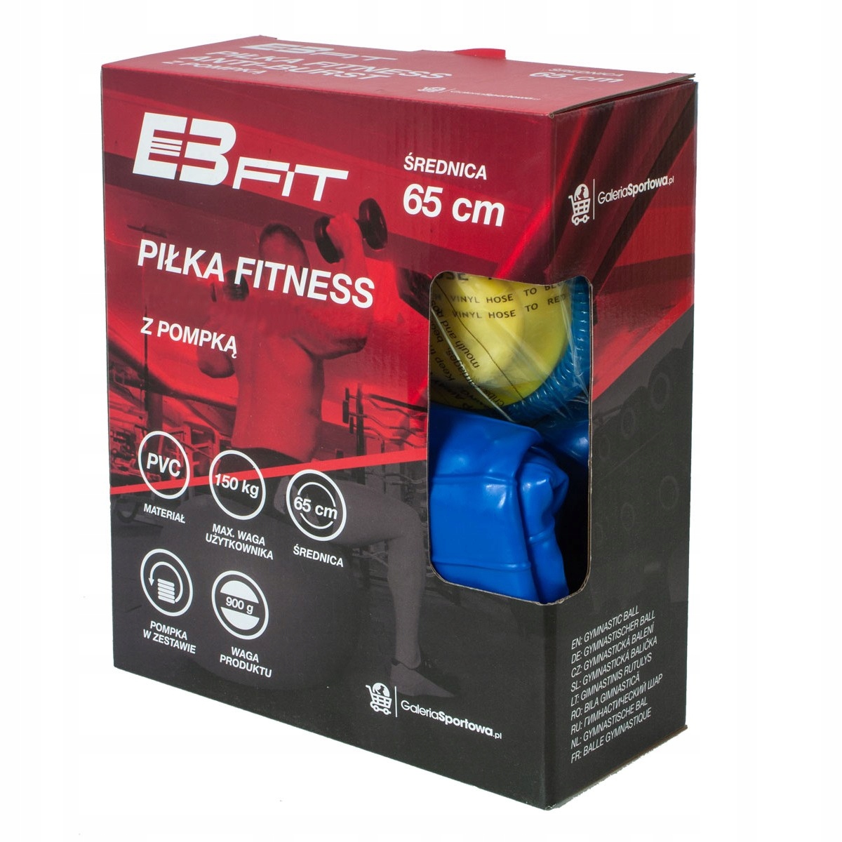PIŁKA FITNESS 65CM NIEBIESKA z pompką Model 1029467