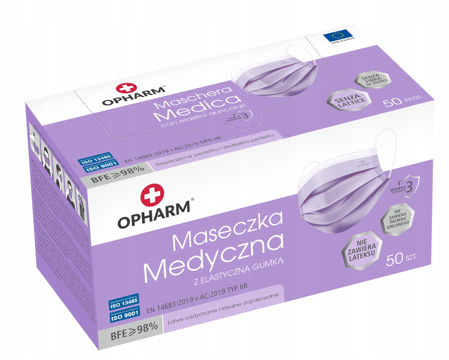 

Opharm Maska maseczka chirurgiczna A'50 Fioletowa